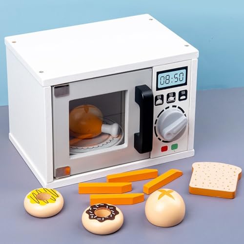 Sarinyおままごとセット キッチン 子供用 木製の子供のマイクロ波オーブンおもちゃオーブンシミュレーションハンバーガーおもちゃセット女の子プレイハウスキッチン 料理ごっこ キッチンふり玩具 知育玩具 親子ゲーム 誕生日 クリスマス プレゼント (D)