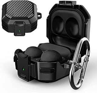 Lopnord for Galaxy Buds Pro Case/Galaxy Buds 2 Pro Case/Galaxy Buds 2 Case/Galaxy Buds Live Case with Lock, Carbon Fiber Shockproof Cover for Galaxy Buds Pro Case Samsung Earbuds with Keychain