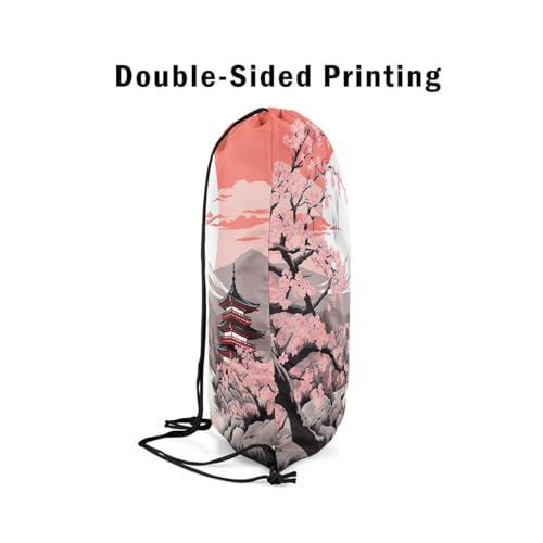 jejeloiu Japanese Style Drawstring Backpack 13x15.7inch Cherry Blossom Waterproof Gym Drawstring Bags Japan Fuji Mountain Sports String Backpack Beach Swim Travel Bag Sackpack4