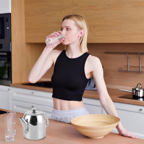 Leopacat Teekanne Edelstahl, Teapot Stainless Steel Tea Kettle Mirror, Edelstahl Teekanne, Langlebiges Kaffeekanne Kaltwasserkrug Wasserkocher Teekessel Teebereiter mit Kurzem Auslauf – Bild 6