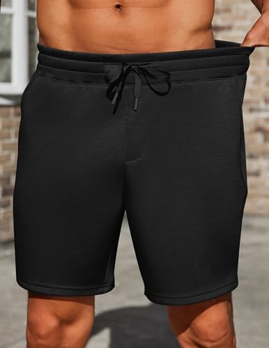 PINSPARK Mens Lounge Sweat Shorts, 7" Casual Elastic Waist Gym Workout Shorts with Drawstring3
