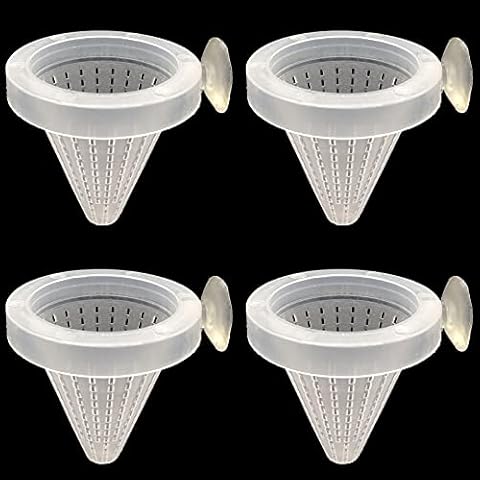 Ailindany 4PCS Aquarium Live Red Worm Feeding Cone Cup Plant Cup Brine Shrimp Plastic Fish Feeder for Aquariums with Suckers Cover