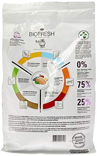 A Ração Hercosul Biofresh para Gatos Adultos Biofresh Raça Adulto, Sabor Frango Fresco, Frutas e Veg