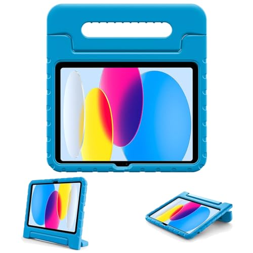 iPad 11世代 ケース iPad 10世代 2025 11インチ 2022 10.9インチ 子ども用 キッズ 耐衝撃 軽量 スタンド機能 EVA ペン収納 ペンホルダー ハンドル付き 保護 カバー (ブル-)