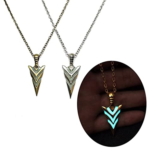 Colares personalidade, flecha, pingente de flecha brilhante luminosa cavaleiro lança brilha no escur