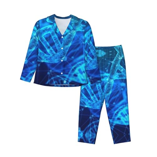 Pyjama femme à manches longues imprimé ADN idéal pour vos soirées cocooning