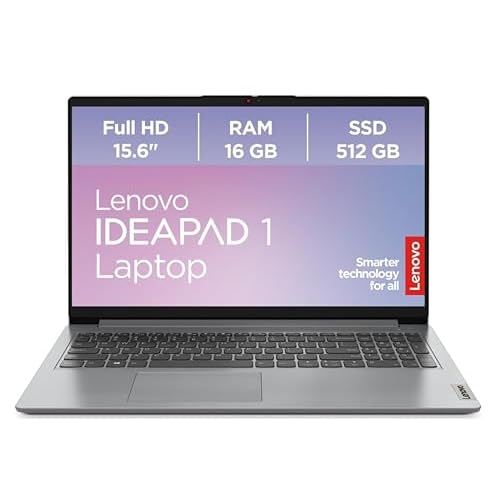 Lenovo IdeaPad 1 Laptop | 15.6" Full HD Display | AMD Ryzen 5 7520U | AMD Radeon Grafik | 16GB RAM | 512GB SSD | Win11 | QWERTZ | Cloud Grau | 3 Monate Premium Care