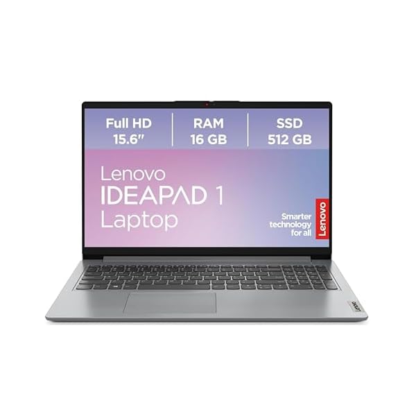Lenovo IdeaPad 1 Laptop | 15.6″ Full HD Display | AMD Ryzen 5 7520U | AMD Radeon Grafik | 16GB RAM | 512GB SSD | Win11 | QWERTZ | Cloud Grau | 3 Monate Premium Care