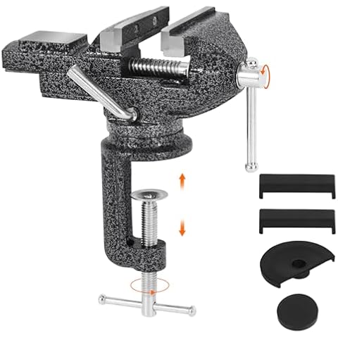 GOXAWEE Universal Bench Vise, 3.15 Inch Table Clamp, 360° Swivel Base, Small Home Vice, Clamp-on Tool for Woodworking, Cutting Conduit, Small DIY Projects, Craft Creation, Sculpting and Modeling Cover