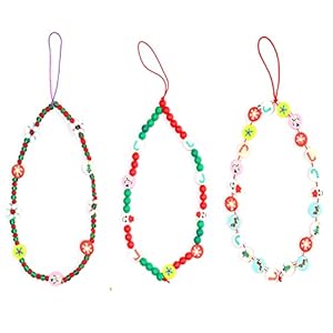 Exweup Smiley Face Beaded Phone Lanyard -Yin Yang Evil Eye Heart Beaded Phone Charm Wrist Strap ,Fruit Star Letter…