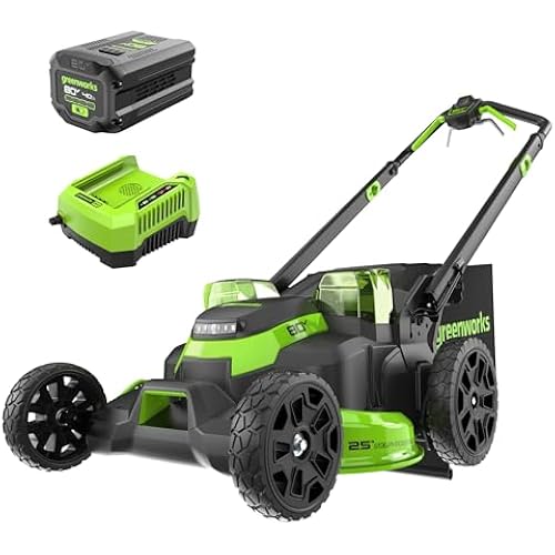 Greenworks 80V 25in Self-Propelled Lawn Mower, 4.0 Ah Battery and Charger