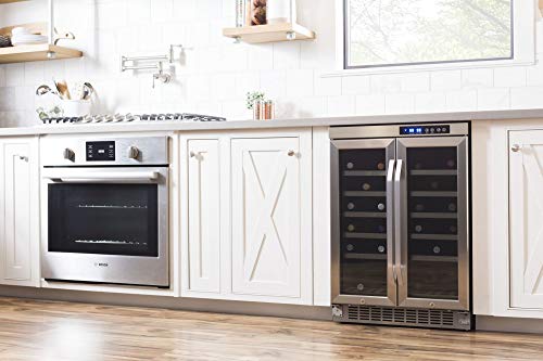 Edgestar 36 Bottle Built-In Dual Zone French Door Wine Cooler - Black/Stainless Steel #TOP6