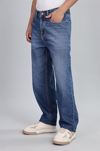 Image of INKD Men's Classic Relaxed Jeans - Mid-Rise | 100% Cotton | 5 Pocket Styling | Baggy Jeans for Man | Men's Bottomwear (Available in Plus Sizes)