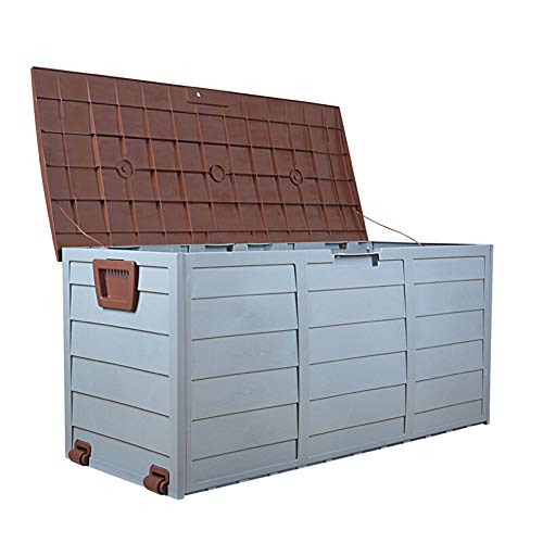 Outdoor Storage cabinet Outdoor Garden Tool Cabinet Lockable Storage Deck Box Sun And Waterproof For Balcony Garden Patio 300L for Garden (Color : Coffee, Size : 112x48x54cm)