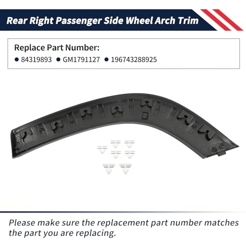 Promrmr Rear Right Passenger Side Wheel Arch Trim Fit for GMC Terrain 2018 2019 2020 2021 2022 2023 2024 Wheel Opening Molding Replaces 84319893 GM1791127 196743288925 by Promrmr - Used condition - Image 3
