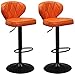 HuanAi Set di 2 Seggioloni Arancioni Sgabelli Bar Girevoli Sgabello Reception Bancone Pub con Cuscino Sedile dello Schienale PU, Regolabile 56-80 cm