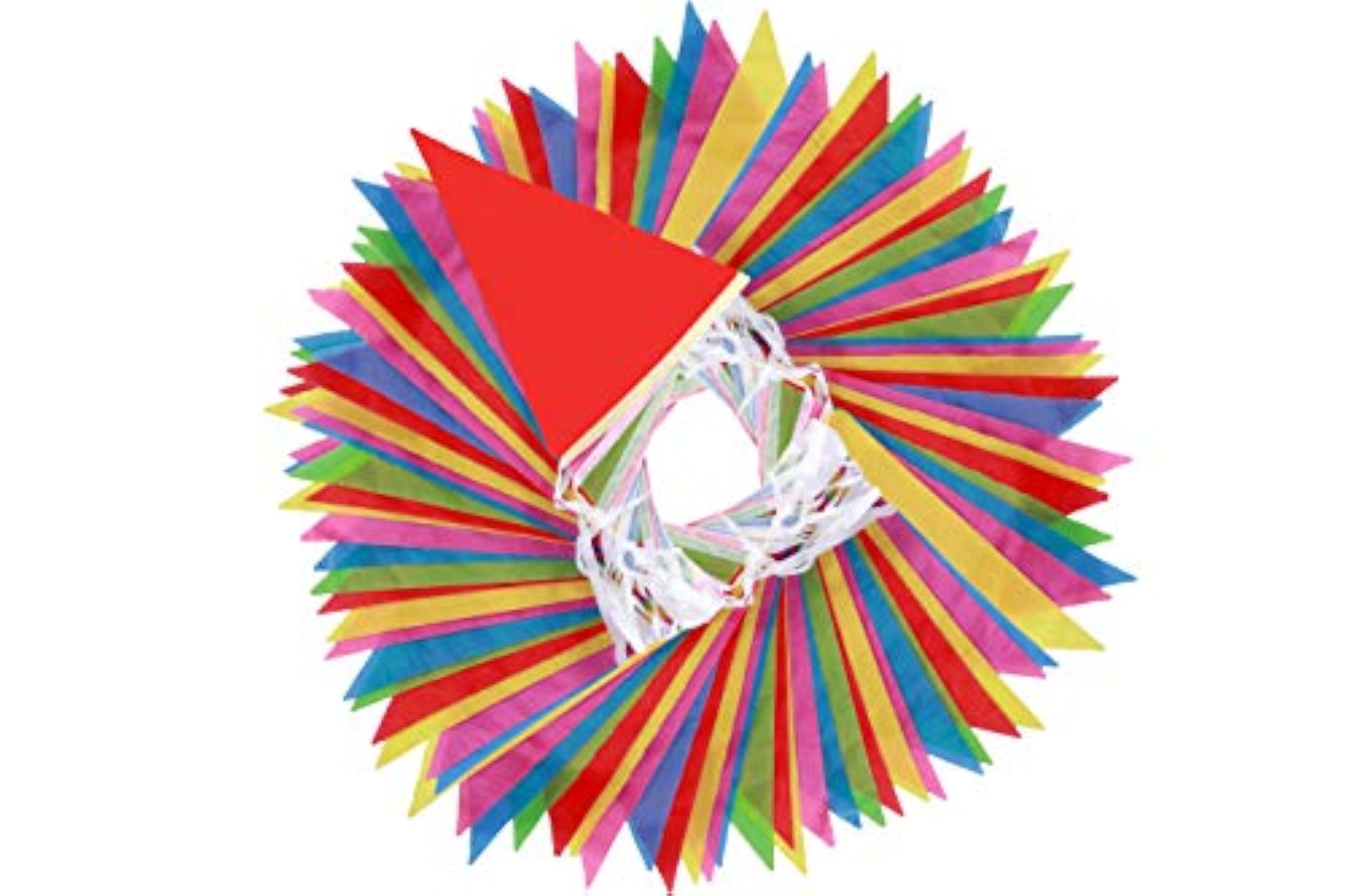 EDATOFLY 80m banderines de Banderín, Multicolor Banderines Banners de Nylon con 150 Banderas de Triángulo Grandes para Decoraciones de Celebración de la Fiesta de Cumpleaños Festival