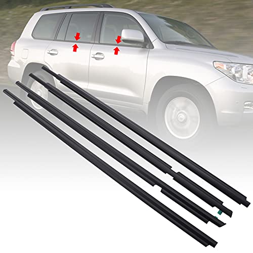 MotorFansClub 4PCS Weatherstrip Window Seal Fit for Land Cruiser Prado GX470 2003 2004 2005 2006 2007 2008 2009 Door Outside Trim Seal Belt, Black