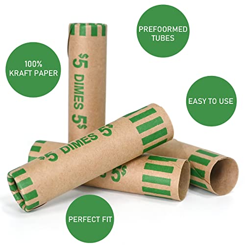 Image of LLIKED 118 PCS Preformed Coin Wrappers Rolls-Dimes