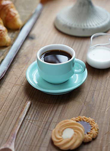 Sweese 2.5 Ounce Porcelain Stackable Espresso Cups With Saucers And Metal Stand Set Of 4, Turquoise - 404.402 #TOP5