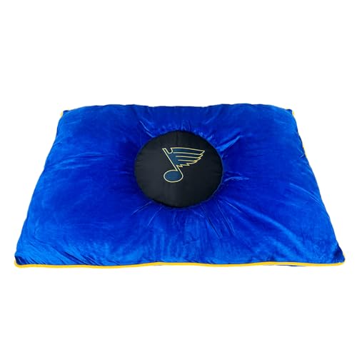Pets First NHL ST. Louis Blues PET Bed - Soft & Cozy Plush Pillow Bed. Sports Themed Dog Bed. Cuddle, Warm Sports Mattress Bed for Dogs & Cats.