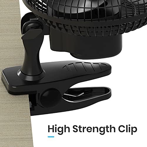 Pro Breeze Professional Mini 6" Clip Fan for Home, Office and Desk, 2 Fan Speeds with Fully Adjustable Fan Head  Black