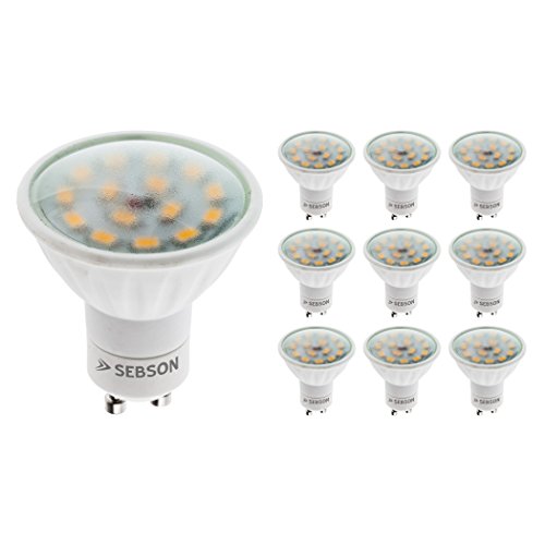 SEBSON LED Lampe GU10 warmweiß 5W, ersetzt 40W Halogen, 380 Lumen, GU10 LED Strahler 230V, LED Leuchtmittel 110°, 10er Pack