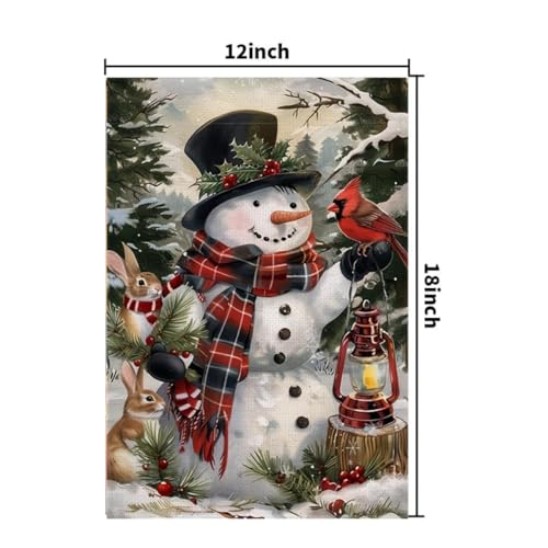 Jiginofv SNOWMAN SERIES Winter Garden Flags 12X18 Double Sided Burlap, Holiday Snowman Cardinal Garden Flag Winter Christmas Decorations For Outside Home, Small Decorative Winter Outdoor Flag thumb #3