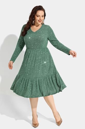 Image of RITERA Plus Size Dresses for Curvy Women Summer Spring Womens Dress V Neck Short Sleeve Casual Dress with Pockets XL-5XL