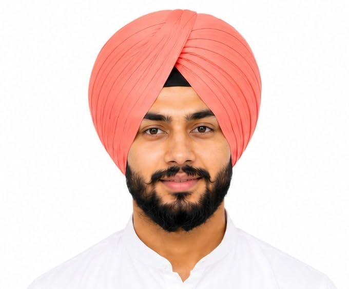 WAHEGURU ENTERPRISES Traditional Sikh Turban Cloth | Punjabi Sardar Pagri/Pagg | Soft & Durable Fabric | Pagdi Material for Men (Pink, 3 mtr)
