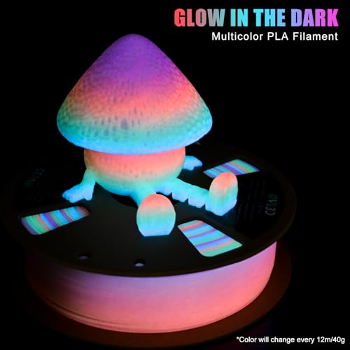 Image of OVV3D Glow in the Dark Filament, Rainbow Glow PLA Filament 1.75mm + /- 0.02mm for 3D Printing, Multicolor Gradient PLA, 3D Printer Filament Fast Color Change Blue Green Orange Pink Purple, 1kg /2.2lb