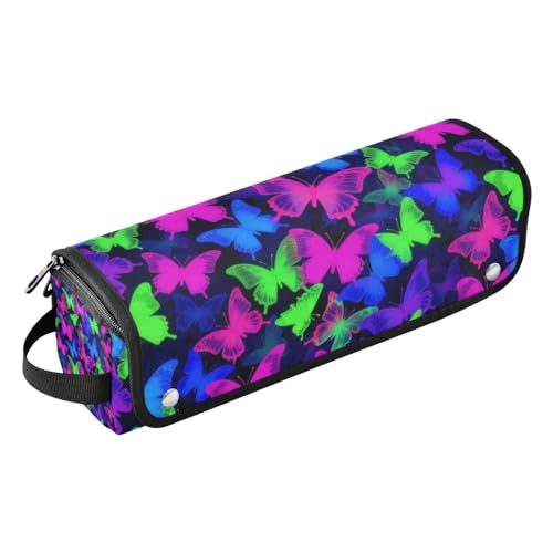 Bolsa de viaje para herramientas de cabello resistente al calor, impermeable y organizador para planchas, rizadores y alisadores de cabello, diseño degradado arcoíris con mariposas para mujeres miniatura 1
