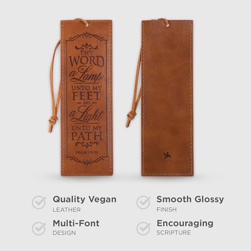 Image of Christian Art Gifts Faux Leather Scripture Bookmark: Thy Word is A Lamp