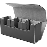 Athvcht デッキケース トレカケース ストレージボックス 300枚収納 大容量 ポケカ デッキケース 三つ仕分け トレーディングカード ケース 革 レザー カードディスプレイウィンドウ マグネットローダー トレカホルダー 遊戯王/ポケモン/MTG/デュエマ 全トレカ対応 カードゲーム BOX スリーブ対応 (300枚)