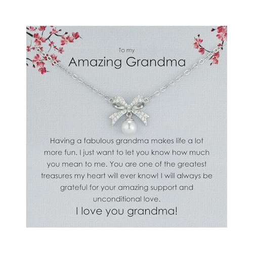Cadeaux de grand-mère avec strass et nœud papillon argenté perle