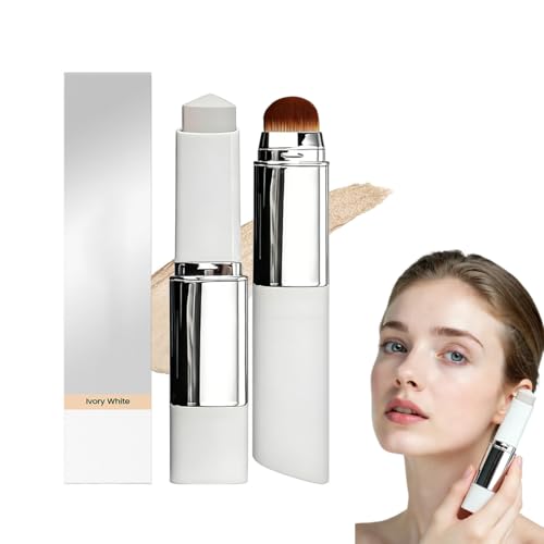 DOVBAN 2 In 1 Barra Base Maquillaje Coreana Que Cambia Color,Barra Crema Cubriente Bar Ra Basemaquillaje,Maquillaje Corrector Hidratante,Para Todo Tipo Pieles,Con Cabezal Brocha(Marfil)