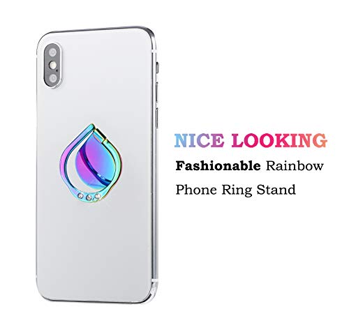 Lenoup Rainbow Sparkle Cell Phone Ring Stand Holder,Glitter Bling Bling Rainbow Ring Grip Kickstand,360 Rotation Finger Ring For Almost All Phones,Pad #TOP1