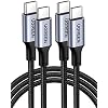 UGREEN USB C to USB C Cable, 100W 2-Pack USB C Charger Cable for iPhone 17/17 Air/17 Pro/17 Pro Max/16, MacBook Pro, iPad Pro, Dell XPS, Samsung Galaxy S25/S24/S23 Ultra, Switch, Pixel, 1.6FT Black