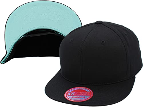 Image of KBETHOS Classic Snapback Hat Blank Cap Underbrim Cotton Wool Blend Flat Visor Adjustable Unisex