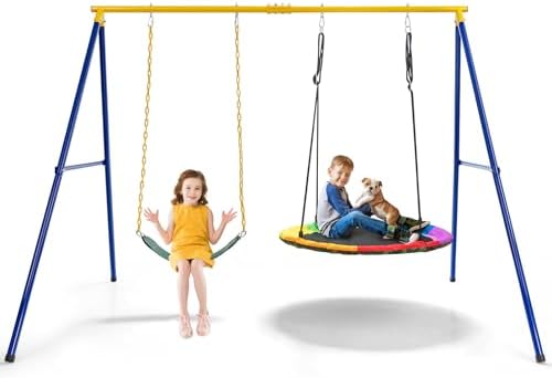 Portique De Balançoire Pour Enfants En Forme De à Charge 300kg 249x185x181,5cm - Balançoire