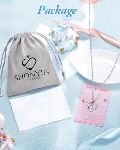 Shonyin Unicorn Gifts, Girls Valentines Gifts, Unicorn Necklace for Daughter Granddaughter Niece4