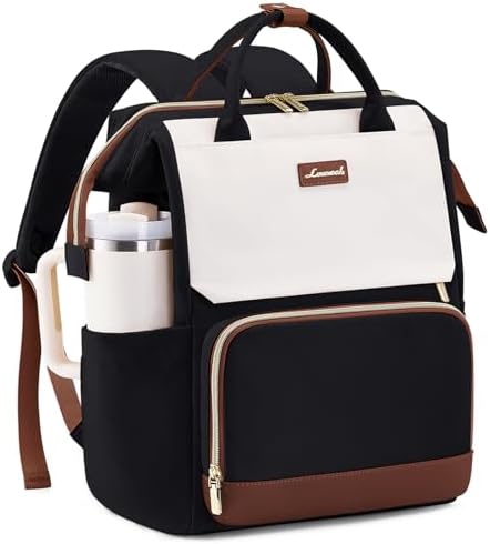 LOVEVOOK Laptop Backpack for Women with Giant Tumbler Holder Pocket, 15.6 inch Travel Work Backpack Purse for Nurse Teacher, Waterproof School Bag College Bookbag Cute Casual Daypack for Girls