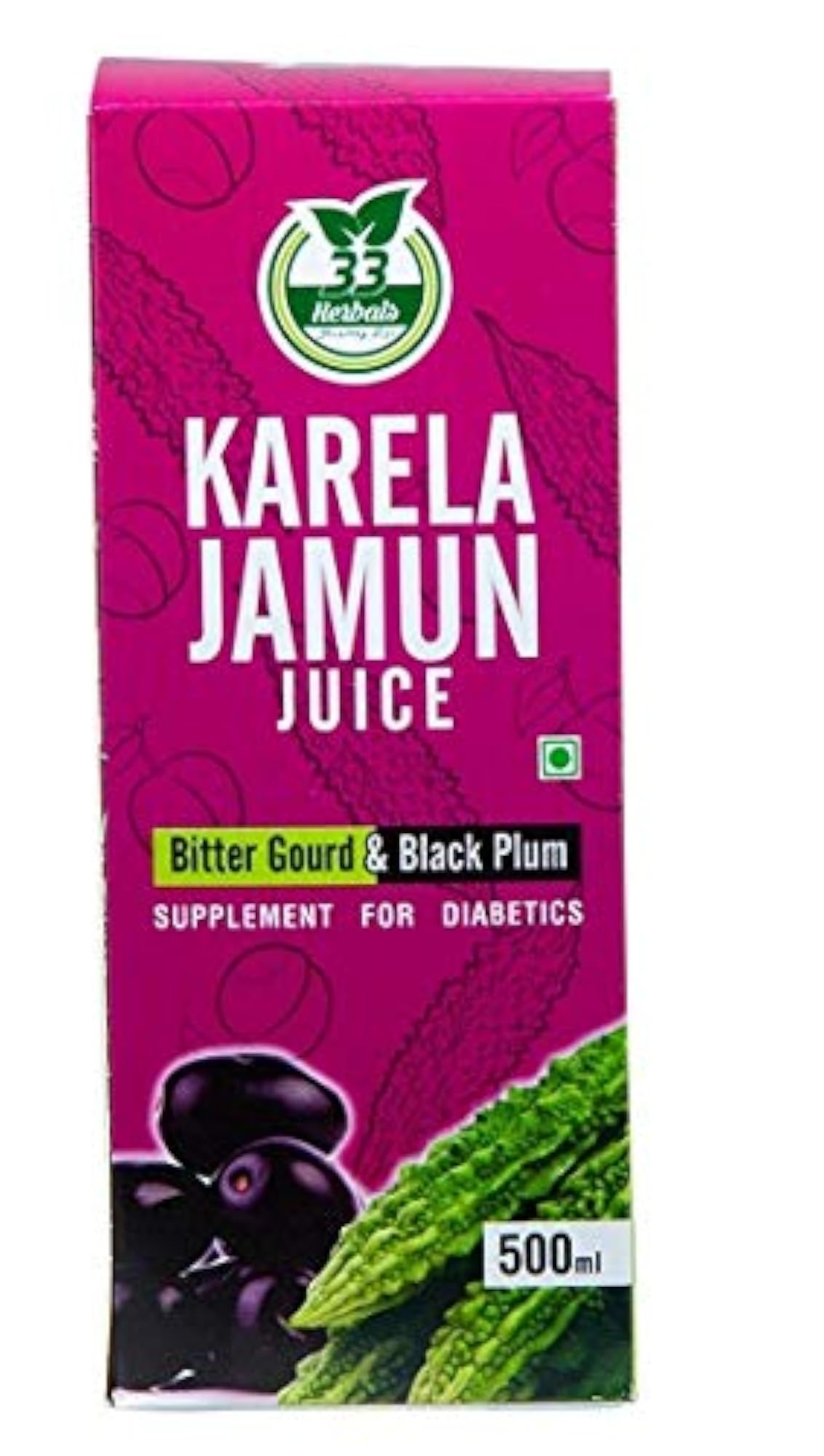 33 Herbals Karela Jamun Juice, No Added Sugar