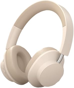 NONCHI Wireless Bluetooth 5.3 Headphones, HiFi Stereo Sound Low Latency Gaming Calling Wireless Headset Built-in Mic, 50 Hours Playtime Foldable Headphones, for Travel, Home Office,Beige