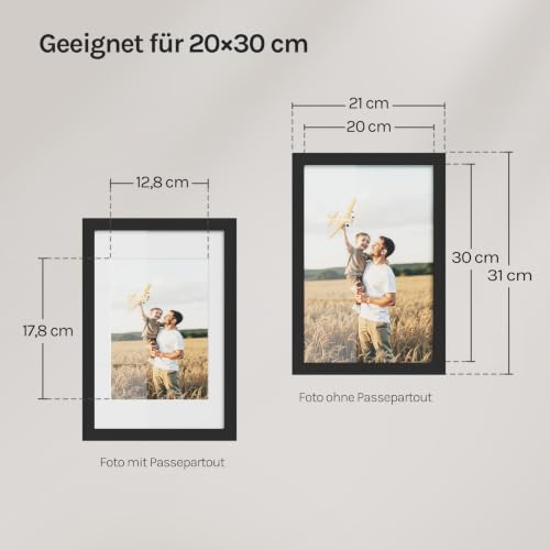 WOLTU Bilderrahmen 20x30, 5er set, MDF-Holz Fotorahmen mit Passepartout – Ansicht 3