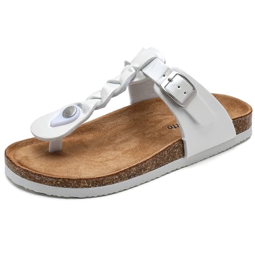 Torotto Boys Girls Cork Footbed Sandals Kids Flip Flops with Adjustable Braided Straps (Toddler/Little Kid/Big Kid)