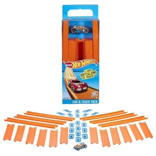 Hot Wheels Track Builder Straight Track Set, 37 Component Parts & 1:64 Scale Toy Car