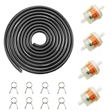 PRO BAT 16.4-Ft 0.2'' I.D. Gas Fuel Line Tube+20pcs 0.35' I.D. Hose Clamps+2pcs Fuel Filters for ATV Dirt Bike Go Kart Moped Pocket Bike Chinese Scooter Stratton Small Engines Black
