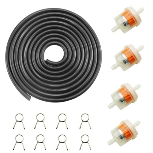 Image of PRO BAT 5mm /0.2'' Moped Gas Fuel Line Tube with Fuel Filter Spring Clips for ATV Dirt Bike Go Kart Moped Pocket Bike 10ft /118'' Black