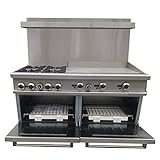 Commercial Range Oven 60' Width with 36' Griddle, Left 4 Burners, Natural Gas, Propane, NSF/ETL...